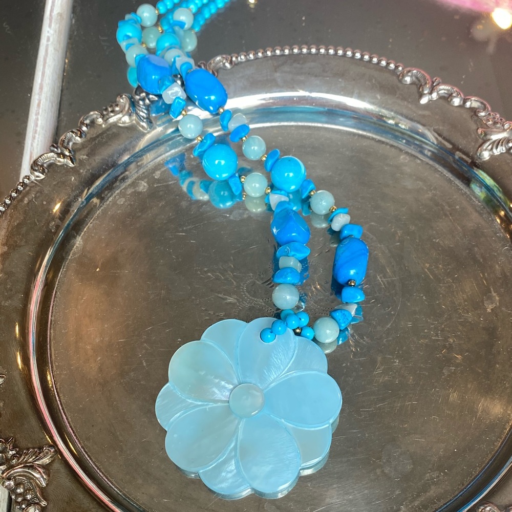 Blue Hawaiian necklace